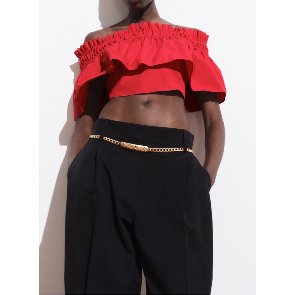 MANGO ~STRAPLESS TOP WITH RUFFLE (NWT) - Picture 4 of 12
